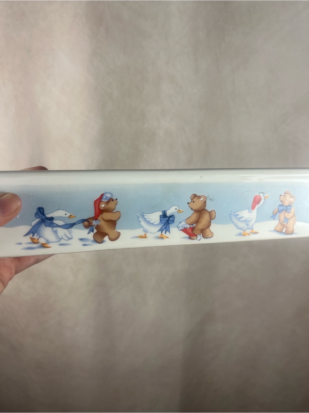 Vintage 1988 House of Lloyd Bears Geese Christmas Cracker Dish